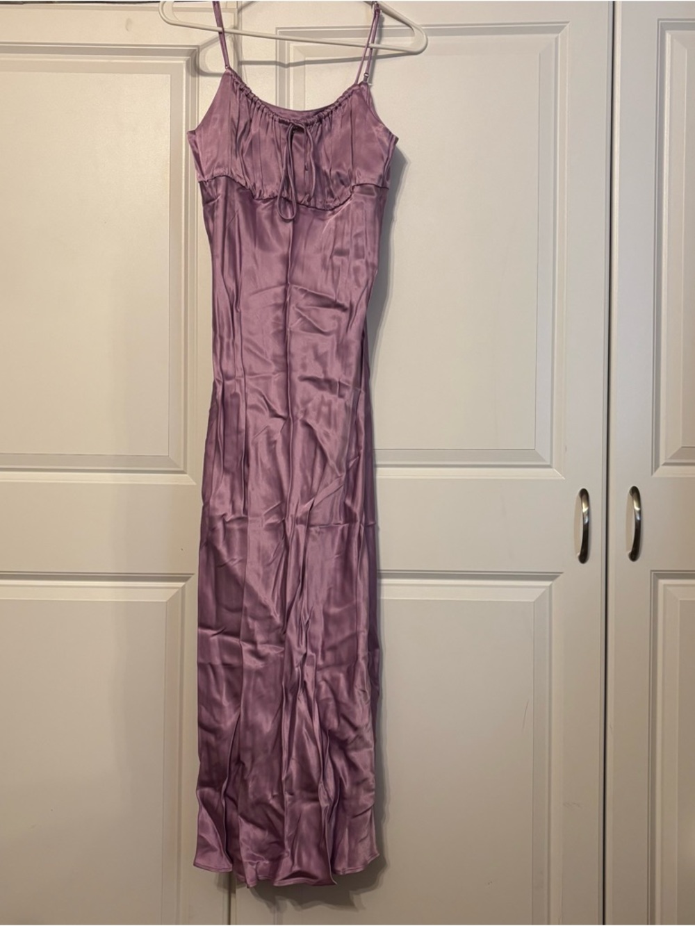 Zara Purple Lilac Satin Maxi Slip Dress